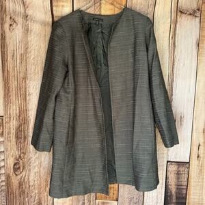 Eileen Fisher Jacket‎ Open Front Herringbone Minimalist Capsule Classic Large